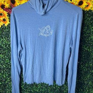 Turtleneck light blue long sleeve 0X shirt